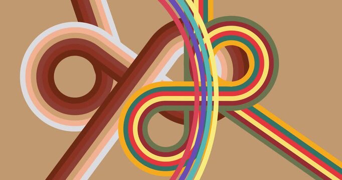 Retro 70s Background animation with Groovy 1970s art video. Minimalistic Vintage design, old-fashioned color artwork.
