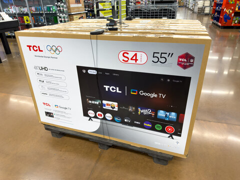TCL S4 55 Inch Google TV Display On Pallet In Walmart Store
