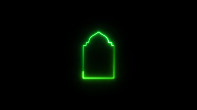 Neon effect Islamic pattern frame icon animation.