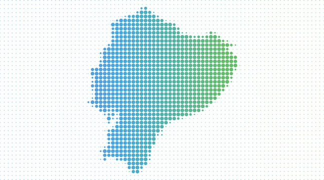 Brazil dotted map vector with gradient halftone dots, modern abstract country map illustration