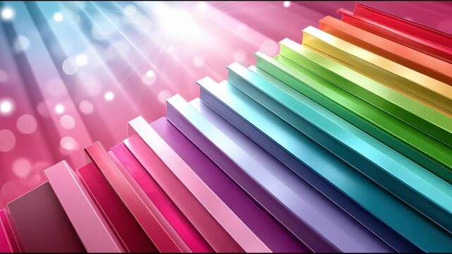 Colorful array of pencils arranged in a rainbow pattern with vibrant lighting