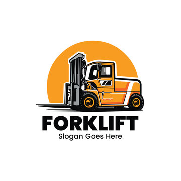Heavy duty industrial forklift company logo vector isolated in white background