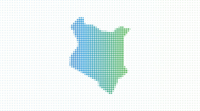 Kenya dotted map vector with gradient halftone dots, modern abstract country map illustration
