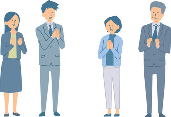 Fototapeta premium 拍手する社員たちのイラスト