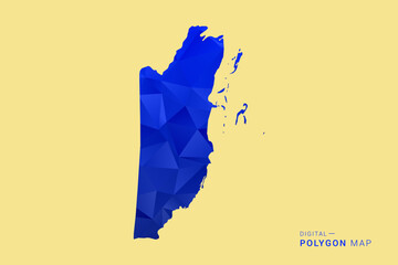 Fototapeta premium Belize Map - Low poly polygon map in deep blue gradient on soft beige background, modern minimal geometric design, clean abstract vector illustration with faceted triangulated style.