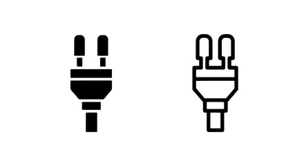 Obraz premium Black and white icons of an electrical power plug