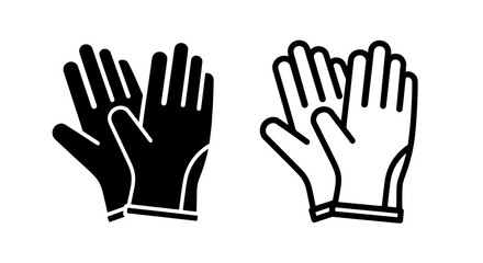 Obraz premium Pair of gloves icon, safety handwear black and white, isolated vector graphic