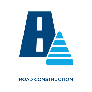 Road Construction Icon Dual Tone Style. Vector Illustration For Graphic Design
