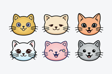 Obraz premium some colored cat faces in white background