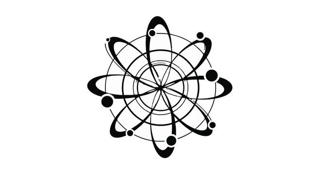 Atom structure representing fundamental particles and energy in a complex system, symbolizing the building blocks of matter and scientific principles in molecular physics and quantum mechanics.