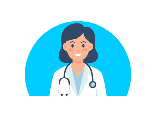 Fototapeta premium Illustration of a friendly female doctor with a stethoscope, representing healthcare and medical professionals