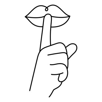 Quiet Please Pssst icon, Silence Gesture with Finger on Lips for Privacy and No Noise Communication, Shh Sign for Confidentiality Awareness and Respectful Behavior icon