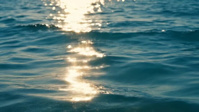 Sunlight dances on ocean waves in serene golden hour sequence