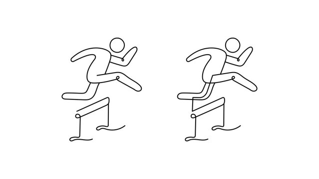 Hurdles Jump icon, Track and Field Athlete Jumping Over Hurdles in Competitive Sports Training, Athletics Performance and Running Event for Speed Agility and Fitness icon