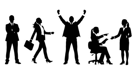 Fototapeta premium Corporate Team Celebration & Success Silhouette Set