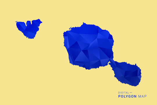 French Polynesia Map - Low poly polygon map in deep blue gradient on soft beige background, modern minimal geometric design, clean abstract vector illustration with faceted triangulated style.