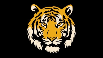 Obraz premium Majestic Tiger Head Illustration with Bold Orange and Black Colors