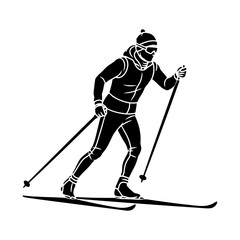 Fototapeta premium Cross-Country Skier Pushing with Poles Vector Icon