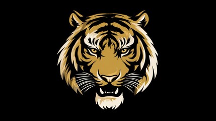 Obraz premium Detailed Vector Illustration of a Majestic Tiger Head on Black Background
