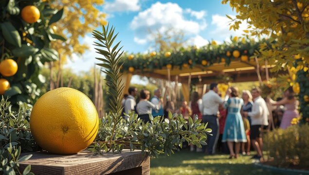 Sukkot, a Jewish holiday, features four symbolic plants: citron, palm branch, myrtle, and willow