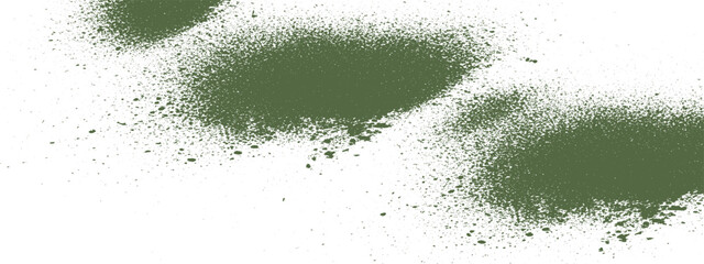 Olive green spray paint splatter effect on white background, abstract textured element for grunge graphic designs and backgrounds © HexaFrame