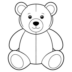 Fototapeta premium Black and white illustration of a cuddly, simple teddy bear, front view