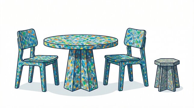 A colorful table and chairs arrangement indoors in a Lifestyle setting with Furniture