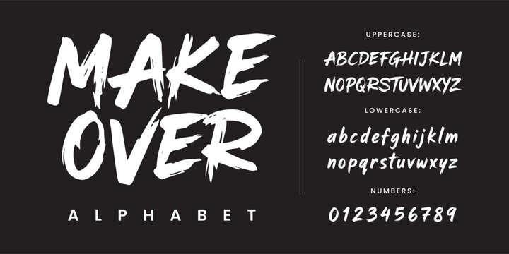 Make Over bold brush font with artistic dry strokes and urban streetwear style for modern fashion lifestyle branding