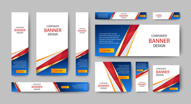 set of Abstract modern geometric web banner horizontal vertical design template background