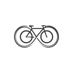 Obraz premium Black bicycle in an infinity symbol on a white background