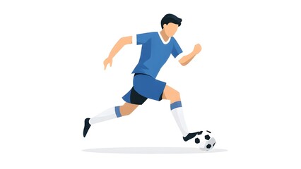 Obraz premium Minimalist Illustration of a Faceless Soccer Player in Action, Simple Cartoon Footballer Silhouette, Universal Sport Concept for Web and Graphic Design