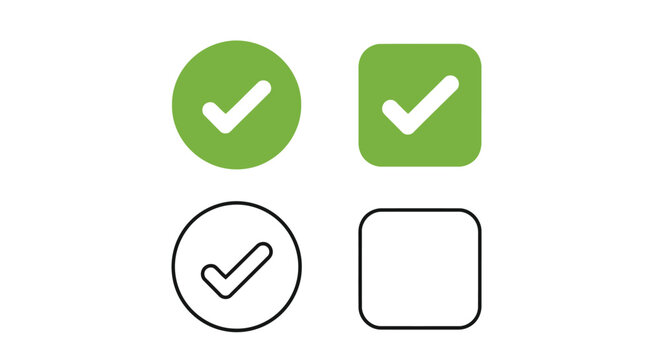 Checkmarks and checkboxes in different shapes and colors