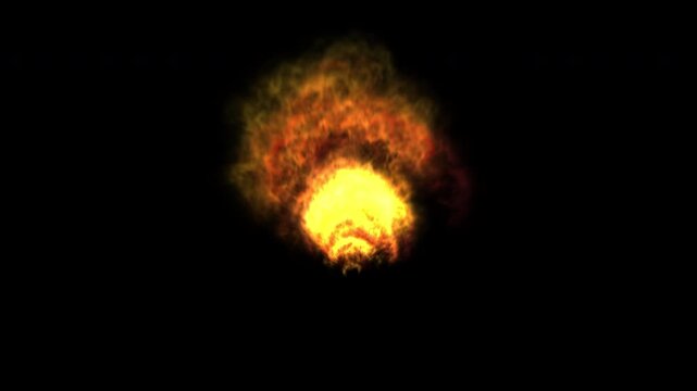 Animated flames burning on black background with realistic fire motion