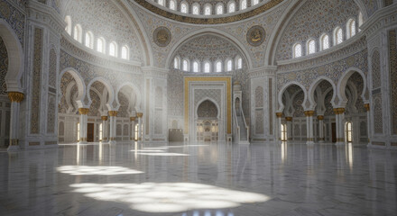 Fototapeta premium Interior of a grand ornate domed hall with intricate detailing and marble flooring.