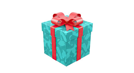 Fototapeta premium Gift Box with Camouflage Pattern and Red Ribbon
