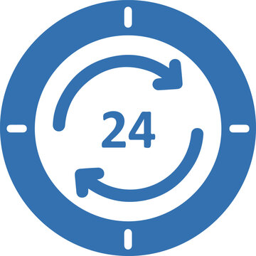 24 Hour Cycle Icon &ndash; 24/7 Service Circular Time Arrow Vector