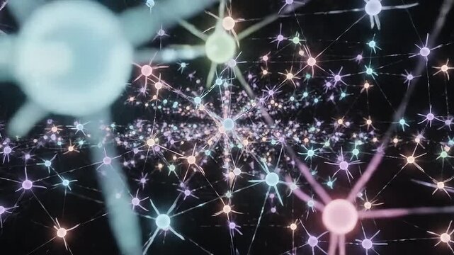 Vibrant glowing network connections on dark background