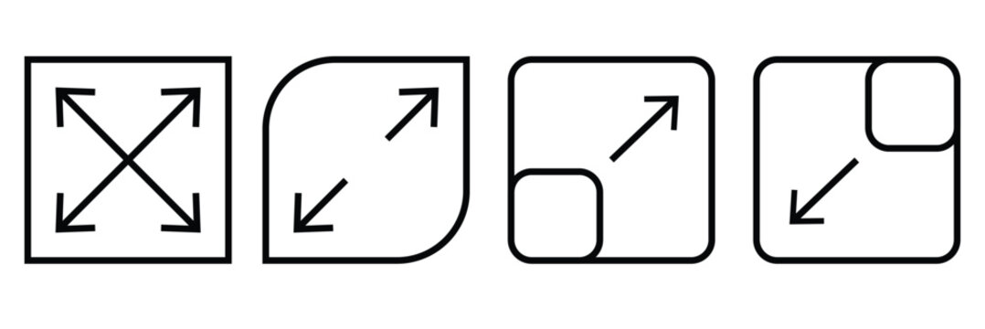 Fullscreen zoom in zoom out icons vector. EPS10