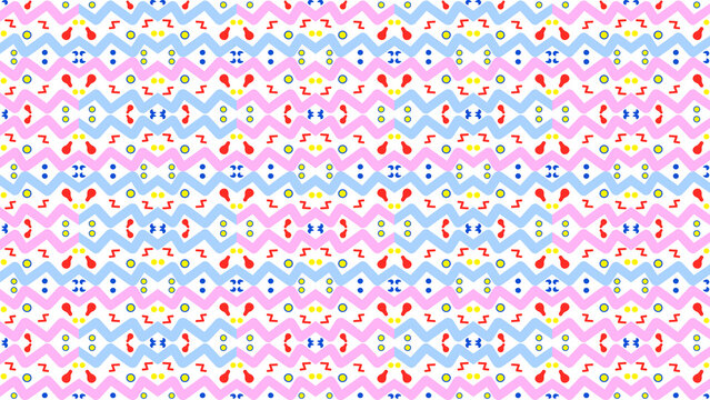 Retro Memphis Geometric Zigzag Seamless Pattern