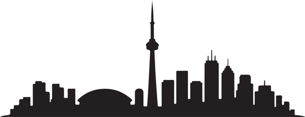 Fototapeta premium Toronto skyline silhouette vector black white city landmark building illustration.