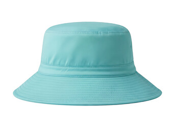 Fototapeta premium Light blue bucket hat with wide brim for sun protection isolated on transparent background