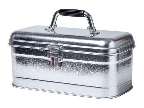 Vintage Metal Toolbox, Classic Silver Tool Box