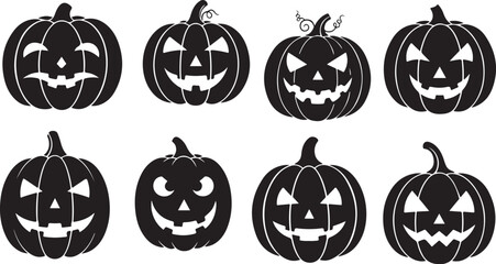 Obraz premium Collection of spooky black jack-o-lanterns for Halloween decoration