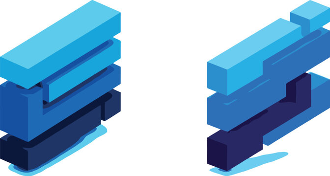 Isometric Blue Library Building Logo Concept