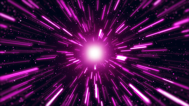  眩しい光と宇宙空間をワープするイメージの背景素材（ピンク）