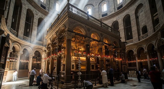 The Aedicule in the Church of the Holy Sepulchre, Jerusalem.