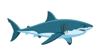 Fototapeta premium Blue Shark Swimming Profile Vector Illustration