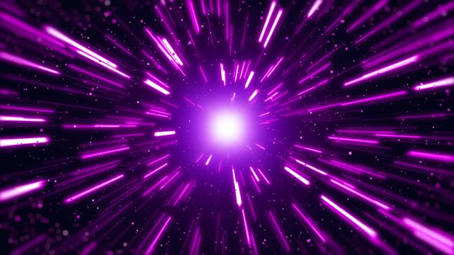 眩しい光と宇宙空間をワープする背景アニメーション（ピンク）（ループ）