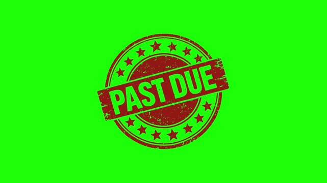 A video showcasing a red past due stamp on a green background