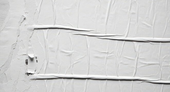 A close up of a white wall with peeling paint and tape on it looking rough and uneven in the light grey areas